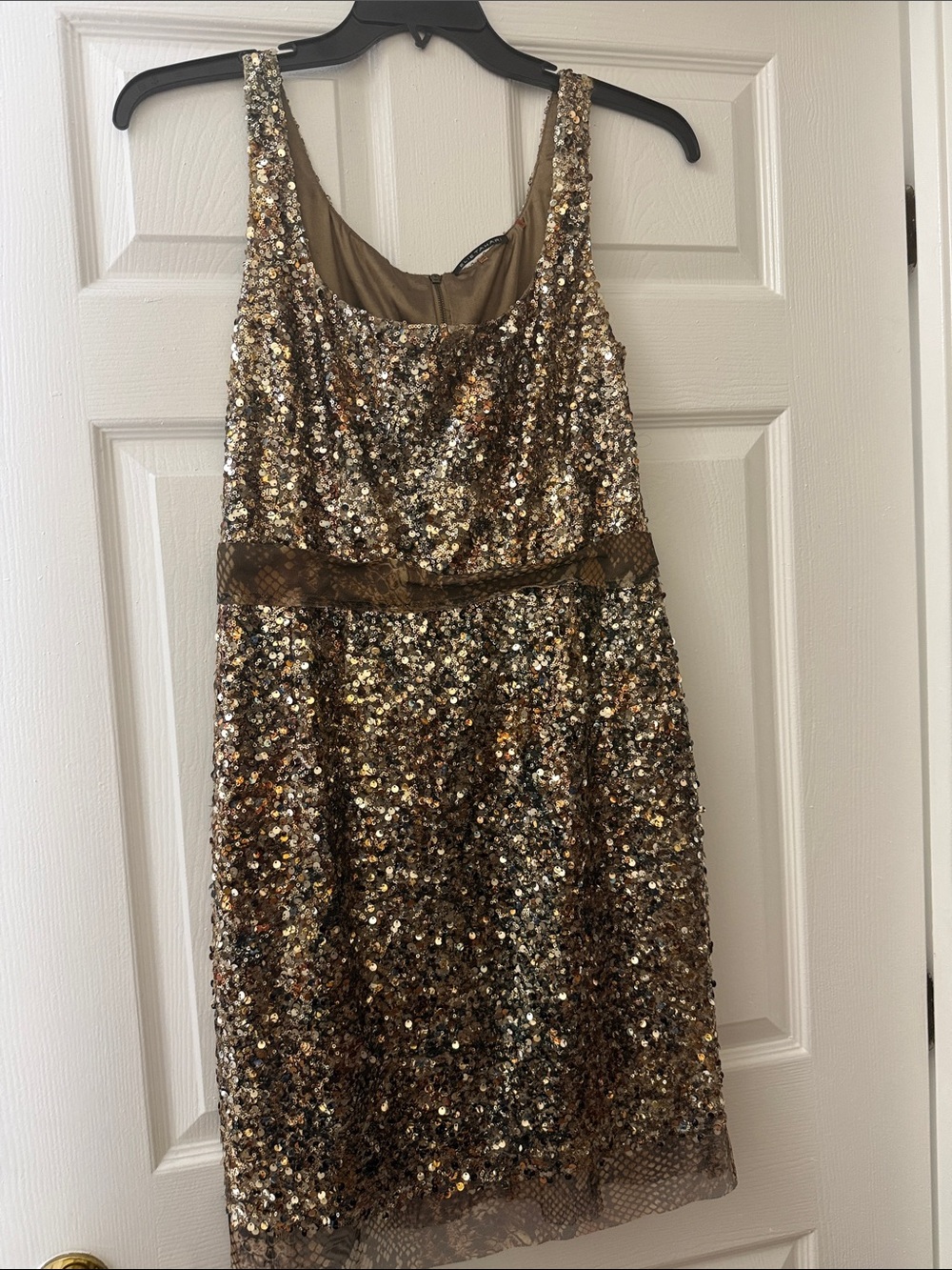 Elie Tahari Gold Sequin Midi Dress